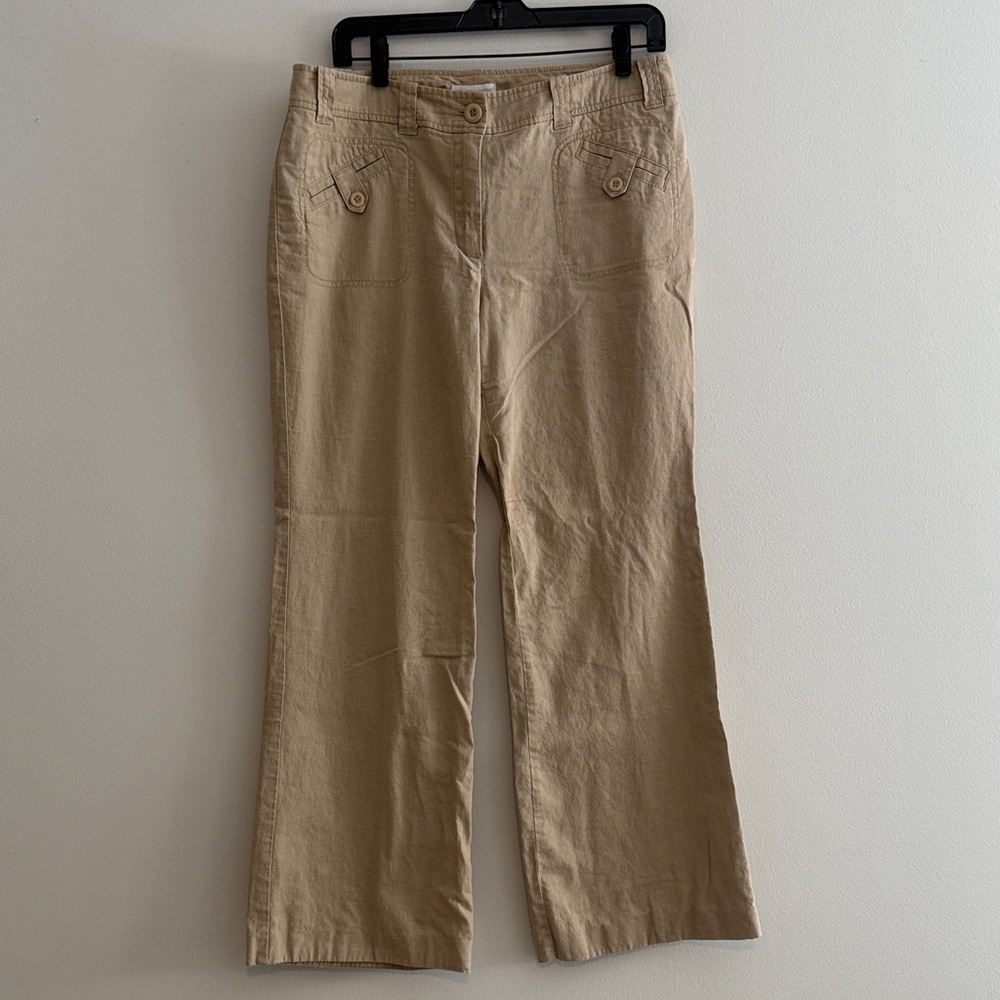 New York & Company Khaki Wide-Leg Jeans